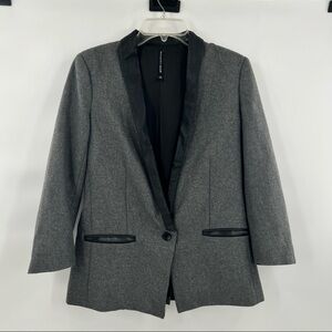 W118 Walter Baker grey blazer leather trim size M